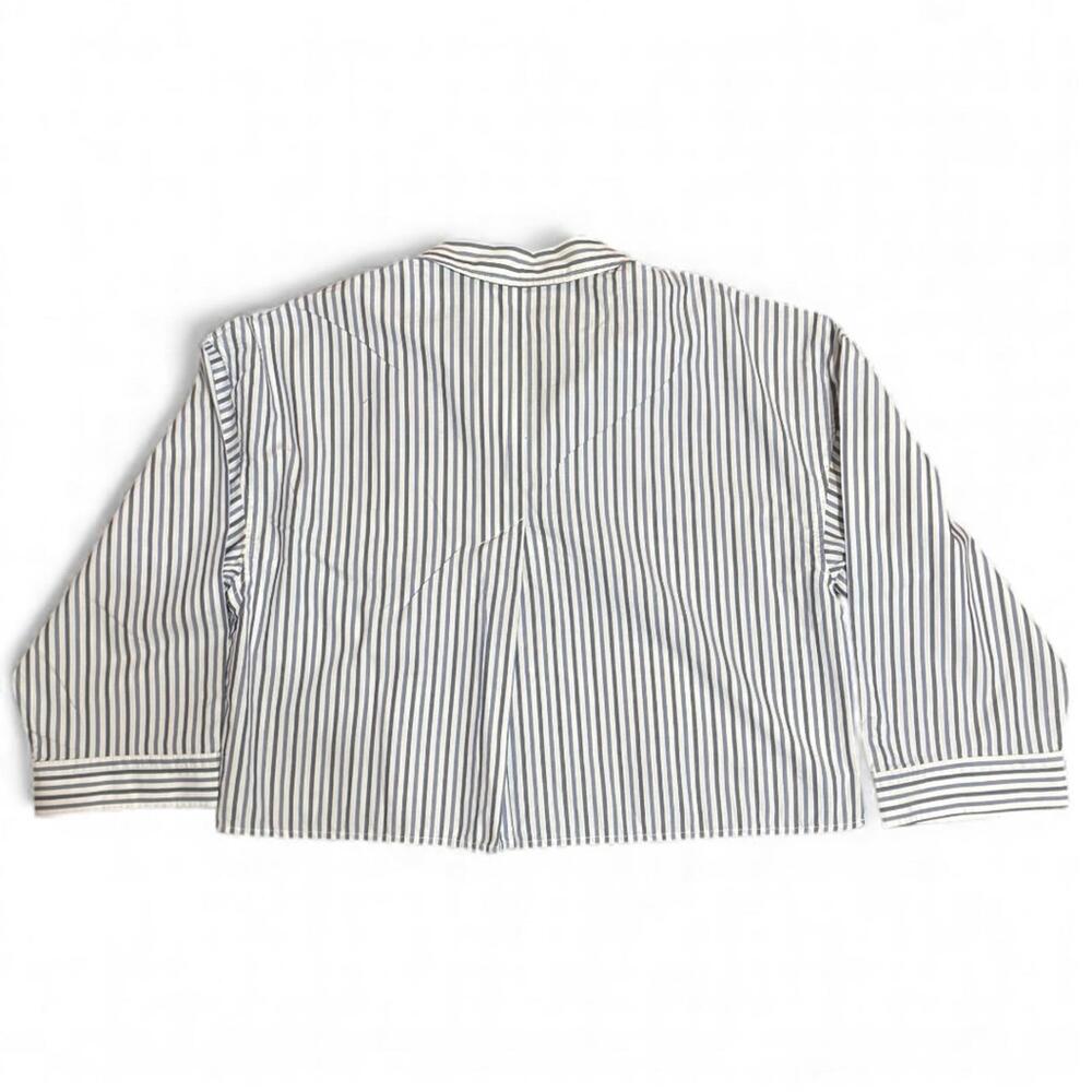 Everlane Boxy Cotton Shirt Blue Stripe Cropped Button Top NWT Loungewear XXS - Picture 3 of 6